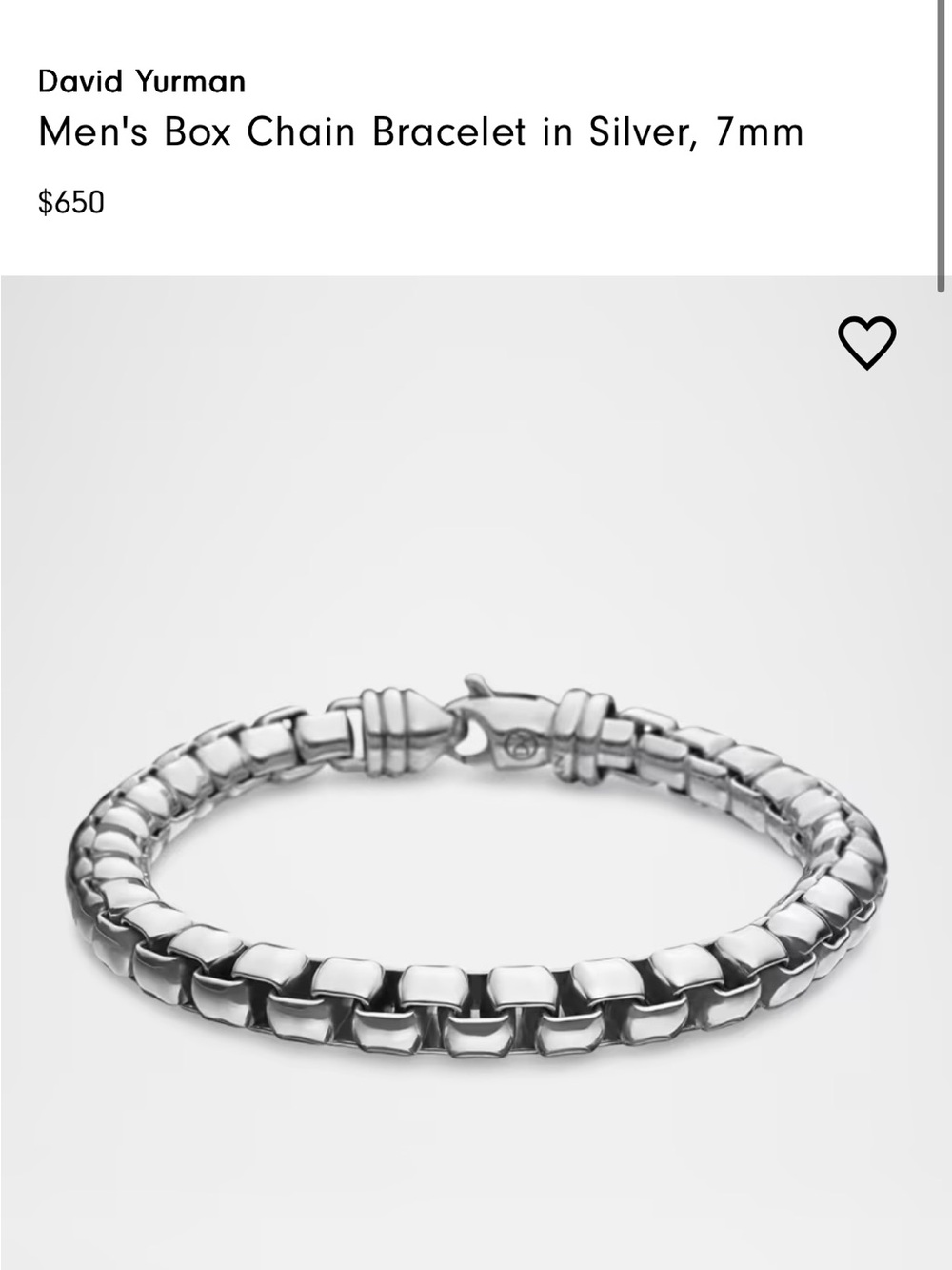 DAVID YURMAN Men's Box Chain Bracelet in Silver, 7mm